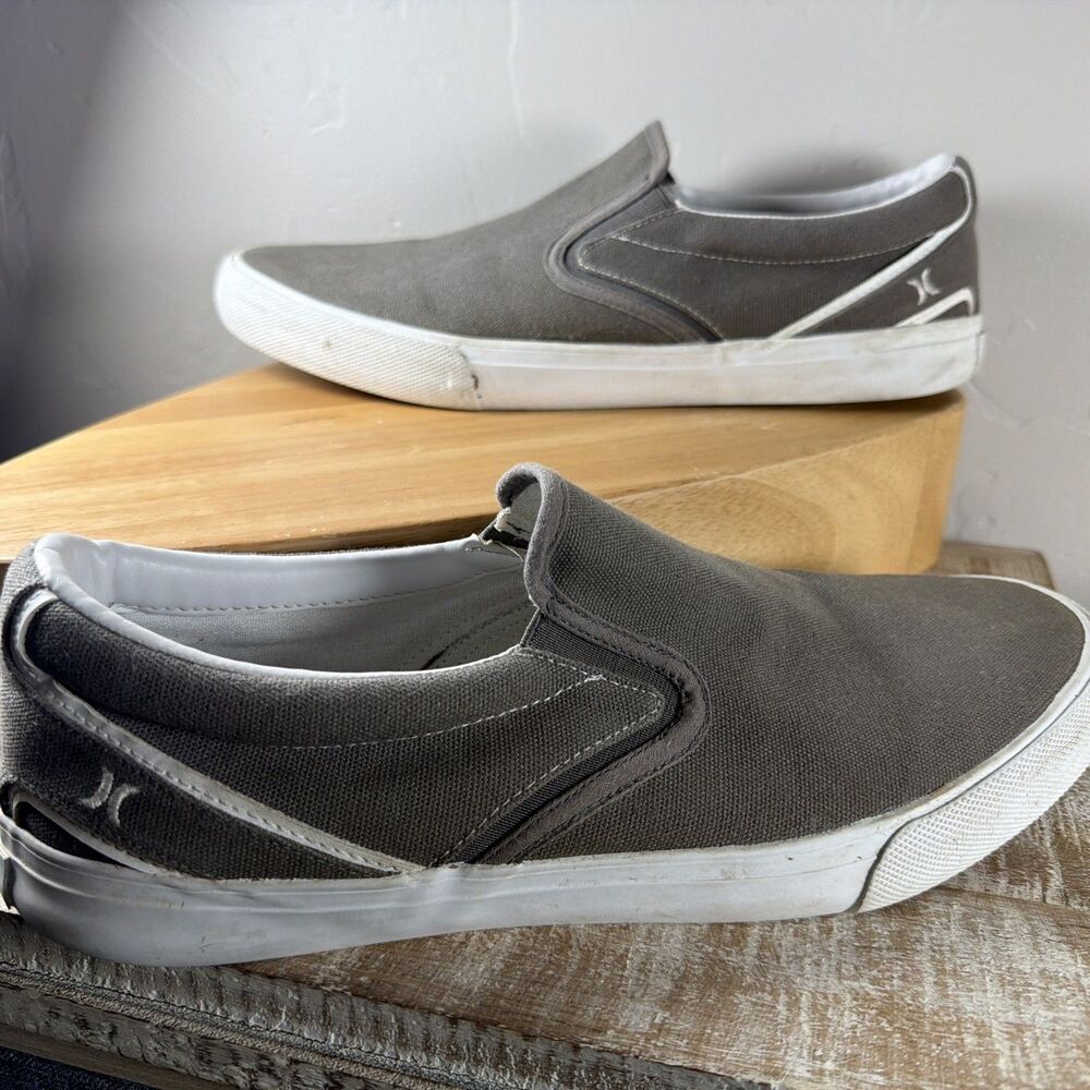 Hurley Arlo Mens Canvas Slip On Shoes Grey Size 11